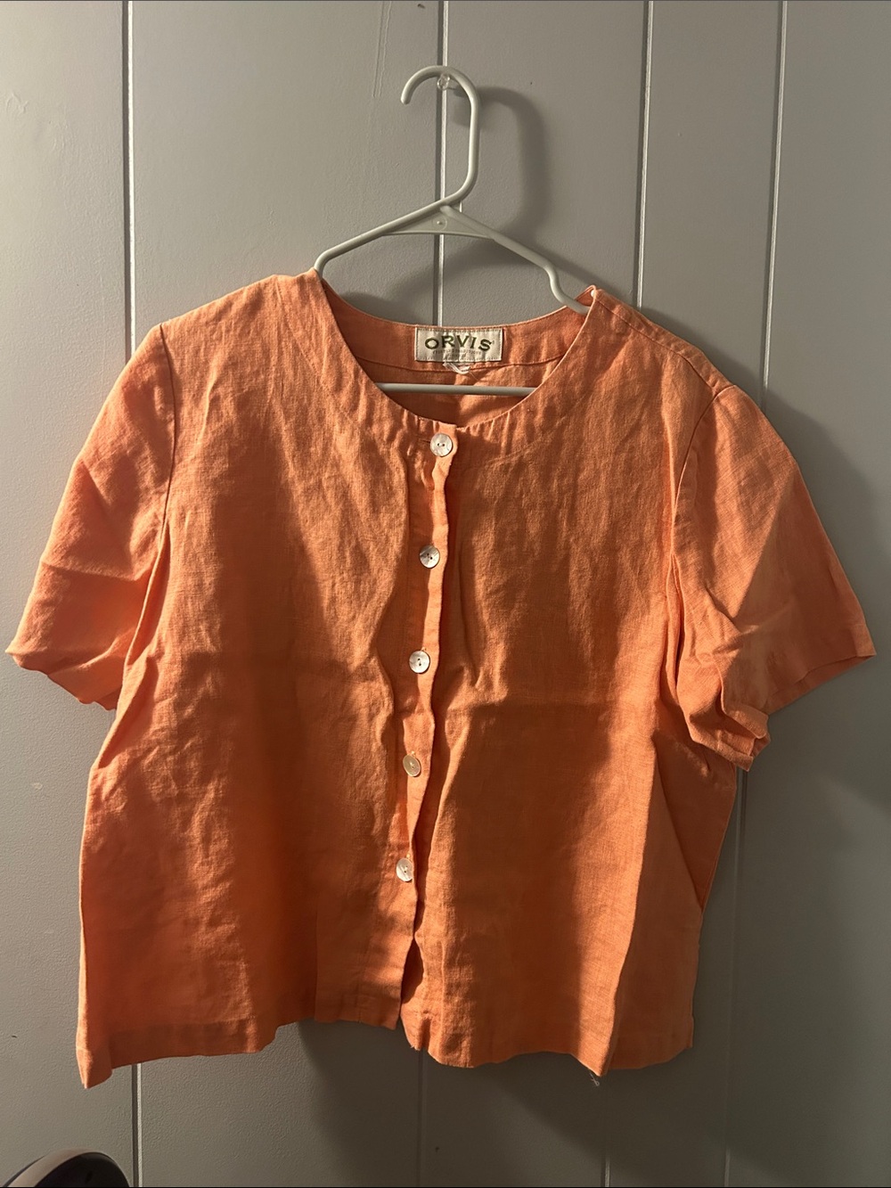 Orvis Coral-Orange Linen Top